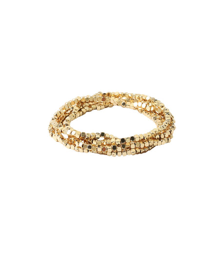 Metal Square Cube Beaded 5 Bracelet Set