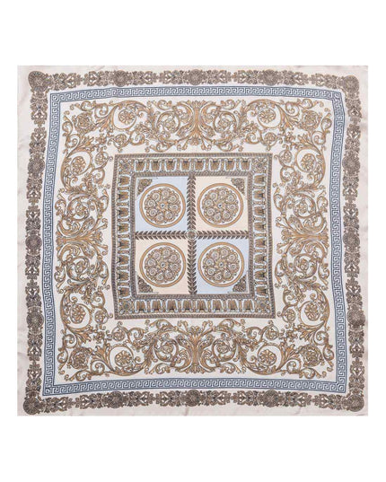 Ornate Baroque Medallion Print Square Bandana Scarf