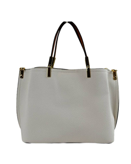 Gold Detailed & Brown Handled Textured Bag