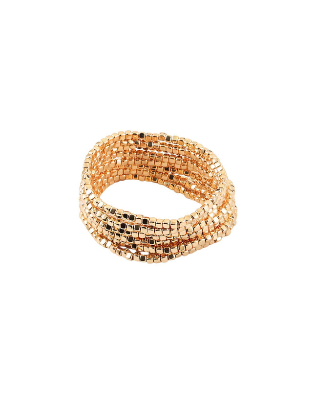 Metal Cube Beaded Stretch Multi Layered 7 Bracelet Set