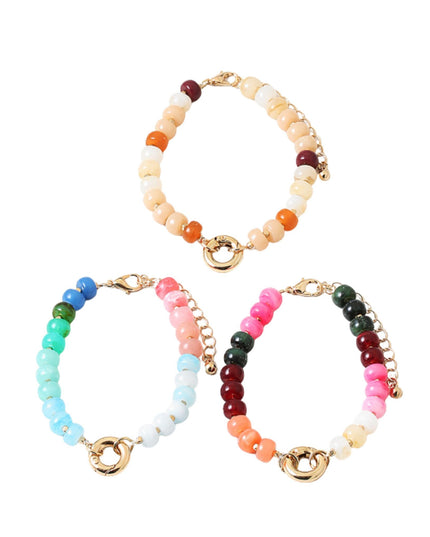 Center Ring Colorful Bead Gold Ball Beaded Bracelet