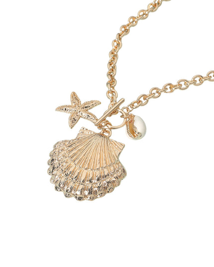 Metal Puka Clam Seashell Starfish Toggle Necklace