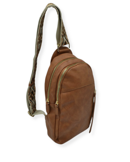 Diamond Design Multi Zip Sling Bag