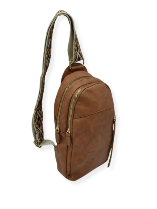 Diamond Design Multi Zip Sling Bag