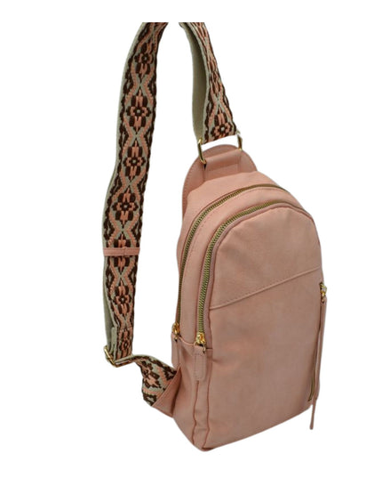 Diamond Design Multi Zip Sling Bag