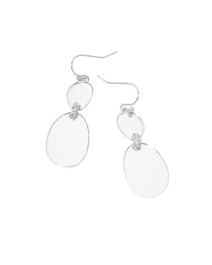 Oval Metal Plate Link Drop Earrings