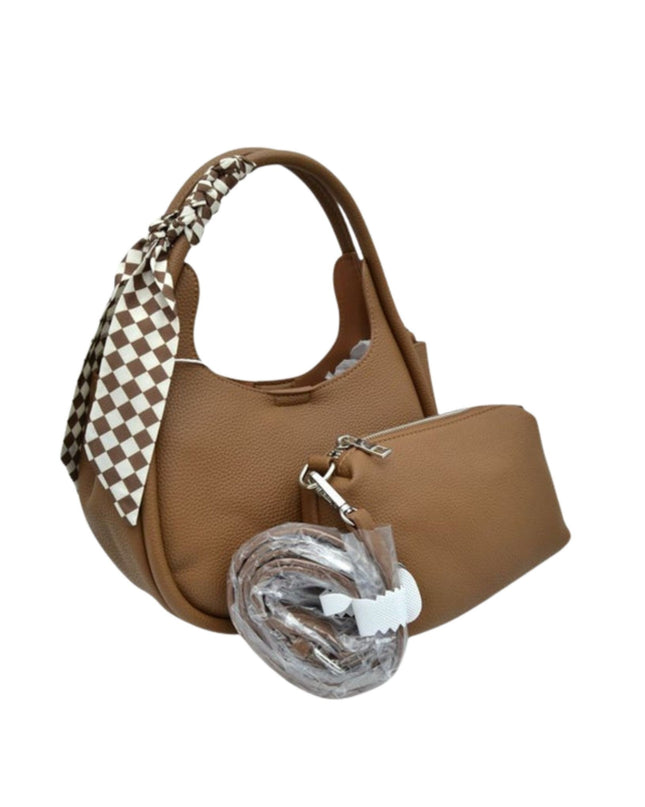 Checkered Scarf Wrapped Tote Bag