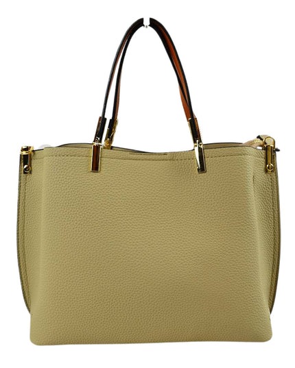 Gold Detailed & Brown Handled Textured Bag