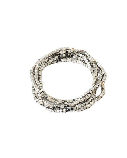 Metal Square Cube Beaded 5 Bracelet Set
