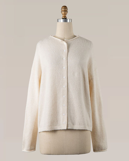 Soft Ribbed Bottom Button Down Cardigan Sweater