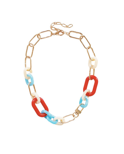Chunky Resin Gold Metal Paperclip Chain Link Necklace