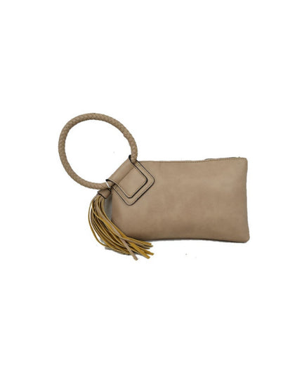 Braided Circle Handle Clutch Bag