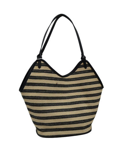 Striped Straw Tote Bag