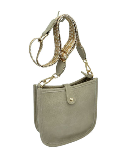 Stripe Strap Button Closure Messenger Bag