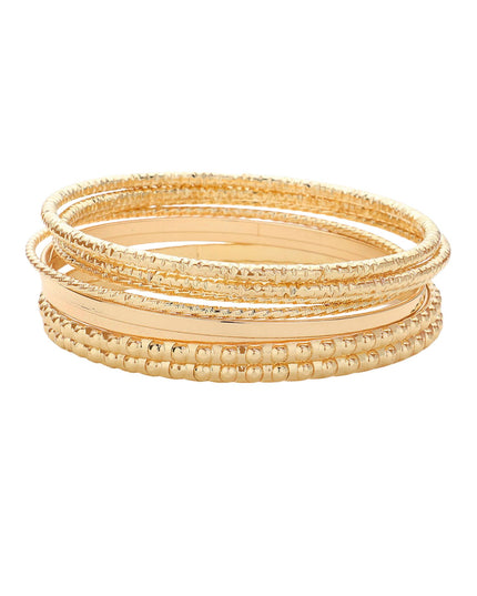 Textured Metal Stackable Multi Layered Bracelets 8 Set