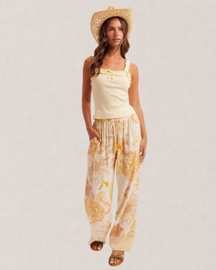 Stripe Contrast Floral Print Lounge Pants