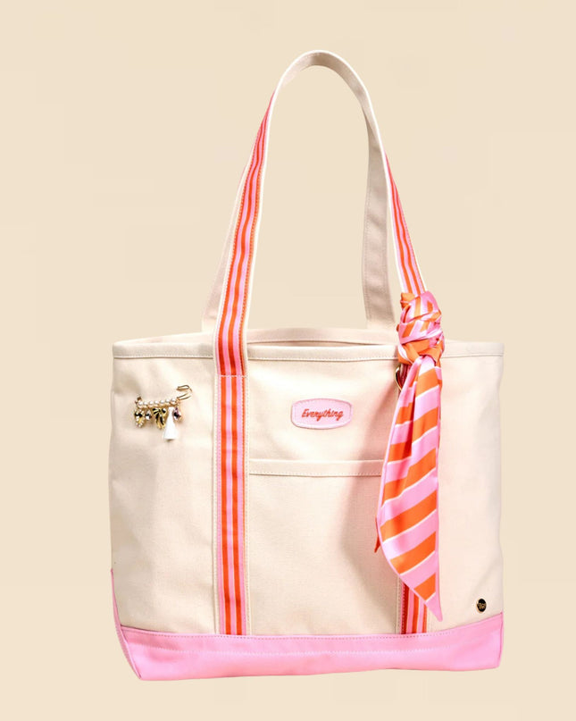 Sicily Stripes The Darling Canvas Tote Bag With Scarf & Pins