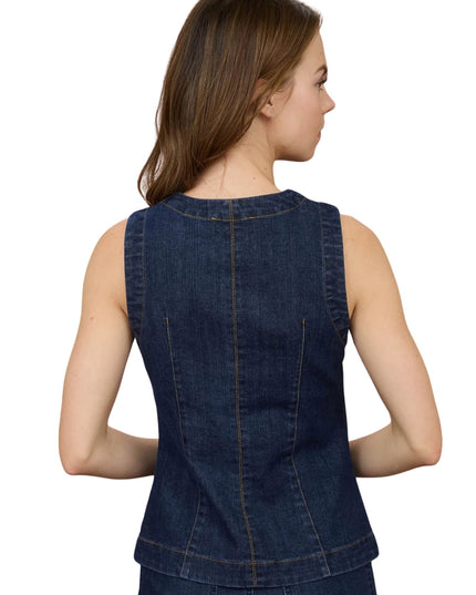 Button Down Sleeveless Denim Vest