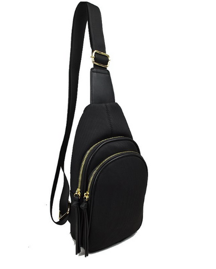 Ribbed Sling Crossbody Bag