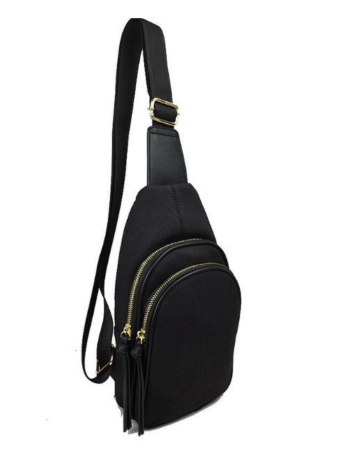 Ribbed Sling Crossbody Bag