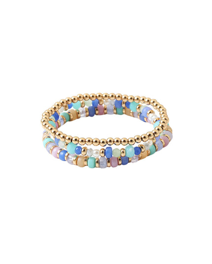 Mixed Beads Gold Disc Spacer Metal Ball Bead 3 Bracelet