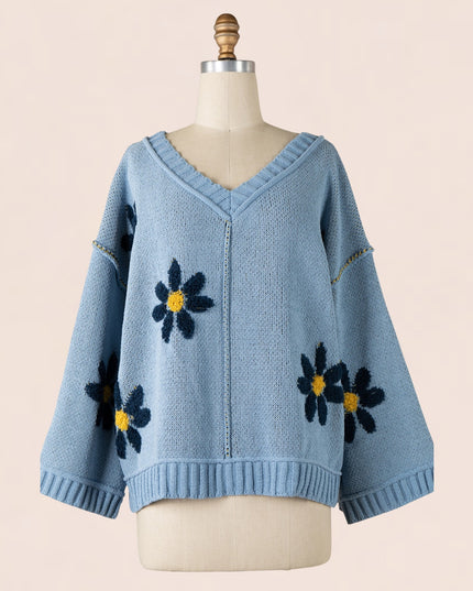 Daisy Soft Knit V Neck Bell Sleeve Sweater