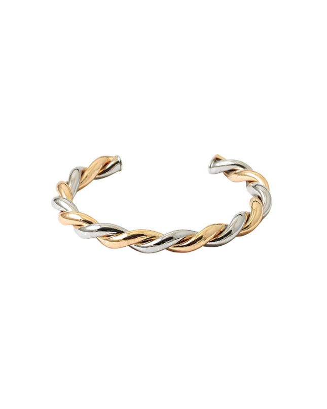 Two Tone Twisted Metal Cuff Bracelet