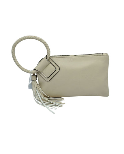 Braided Circle Handle Clutch Bag