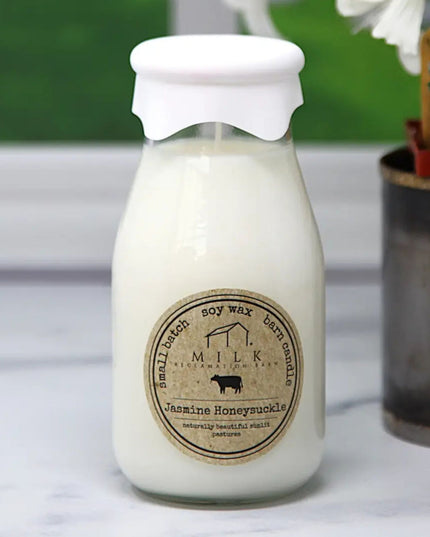Jasmine Honeysuckle Milk Bottle Candle