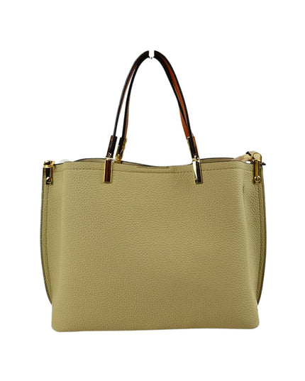Gold Detailed & Brown Handled Textured Bag