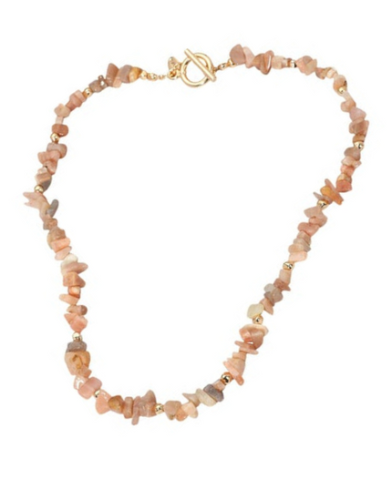 Semi Precious Natural Stone Beaded Gold Toggle Necklace