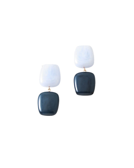 Double Square Resin Stone Earrings