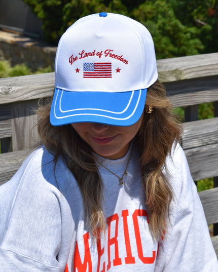Americana The Land Of Freedom Embroidery Two Tone Trucker Hat