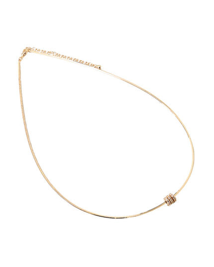 Triple CZ Cube Omega Chain Choker Necklace