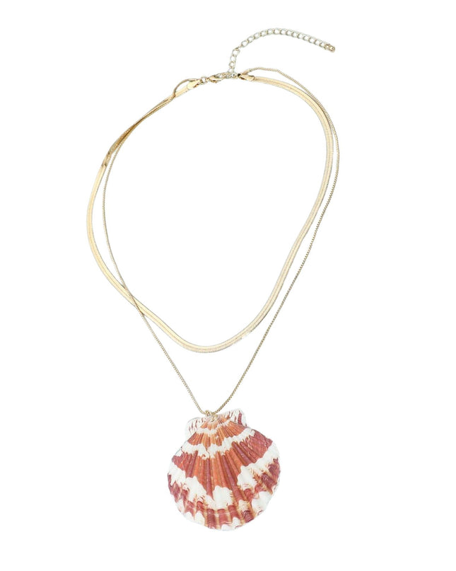 Bold Seashell Pendant Accent Layered Necklace