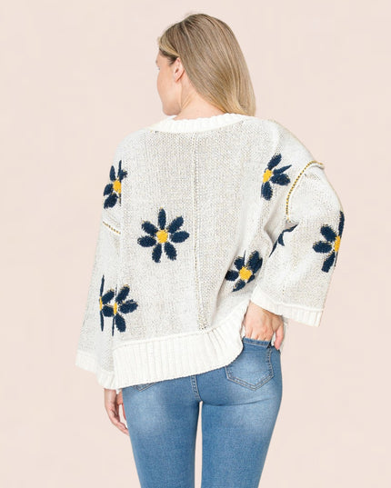 Daisy Soft Knit V Neck Bell Sleeve Sweater