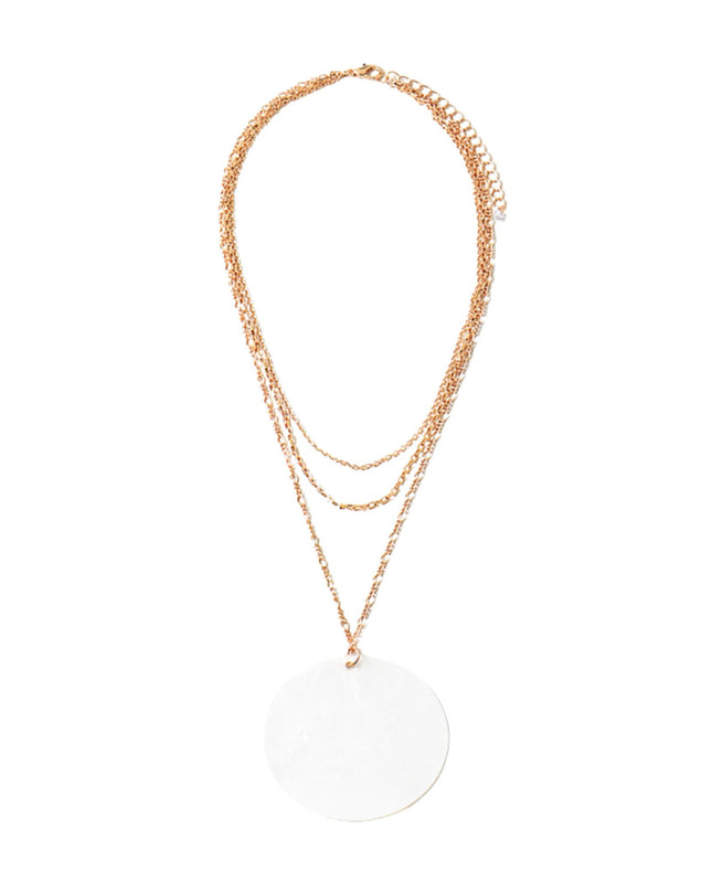 Large Round Seashell Delicate Triple Layered Chain Necklace