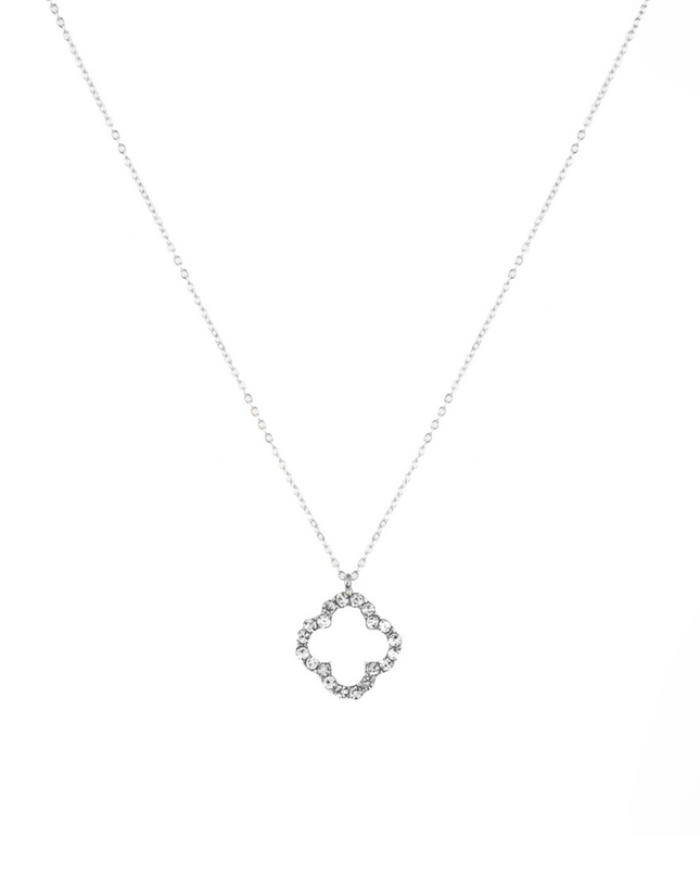 Rhinestone Open 10mm Clover Necklace