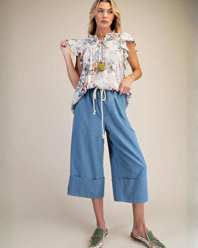 Wide Leg Mineral Washed Pants