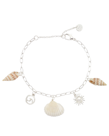 Wave, Sun, Shell Charm Bracelet