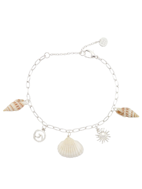 Wave, Sun, Shell Charm Bracelet