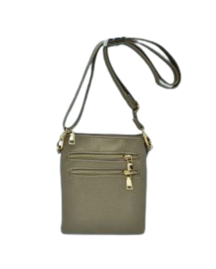 2 Zipper Tall Vegan Leather Crossbody Bag