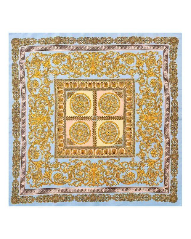 Ornate Baroque Medallion Print Square Bandana Scarf
