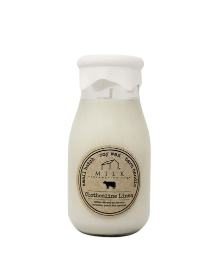 Clothesline Linen Milk Bottle Candle