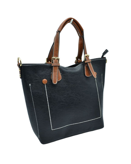 Brown Strap Front Pocket Handbag