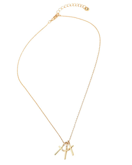 Triple Metal Cross Pendant Necklace