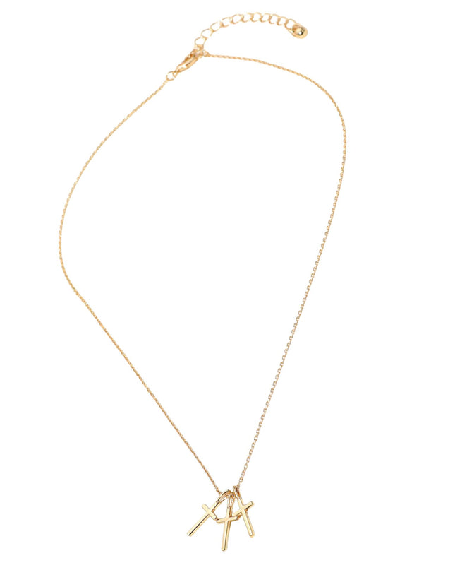 Triple Metal Cross Pendant Necklace
