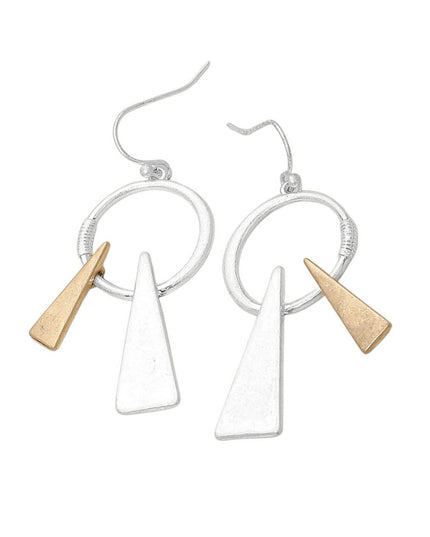 Geometric Circle Triangle Drop Metal Dangle Earrings