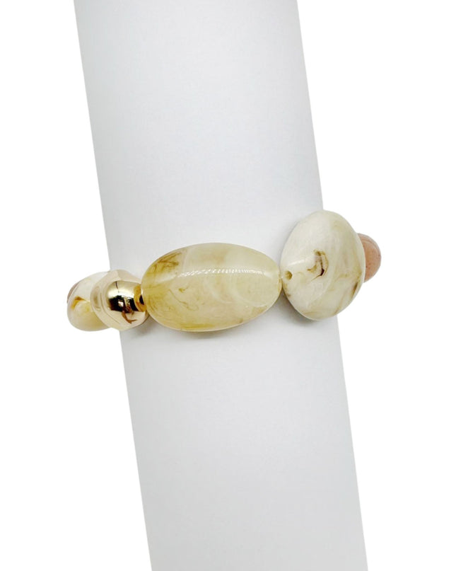 Chunky Natural Stone Gold Bead Stretch Bracelet