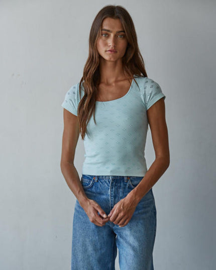 Fitted Eyelet Short Sleeve Tee
